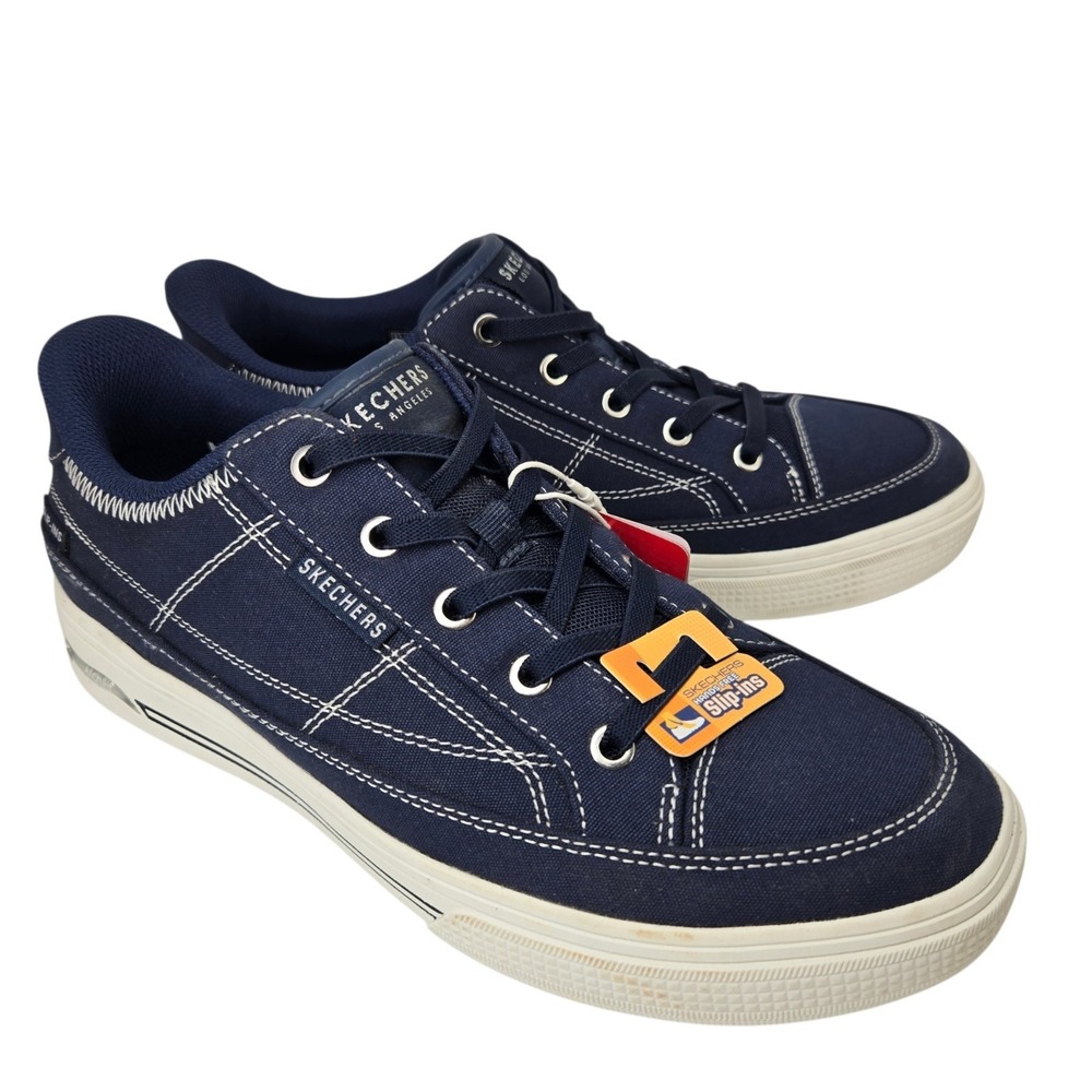 SKECHERS Arcade Arch Fit Arcata Navy Sneaker Women's 8.5 Blue Slip On Wide Fit